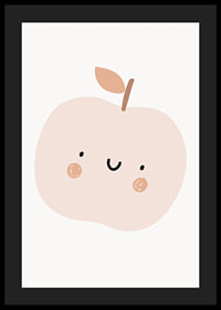 Illustrated light beige apple with face and brown cheeks-4