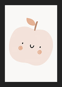 Illustrated light beige apple with face and brown cheeks-5