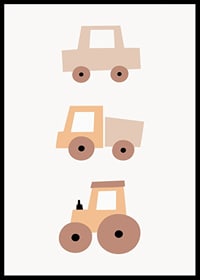 Illustrated toy vehicles in beige and brown shades-6