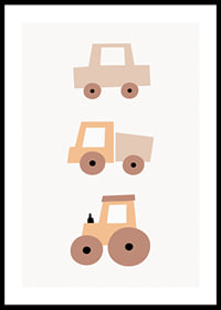Illustrated toy vehicles in beige and brown shades-0
