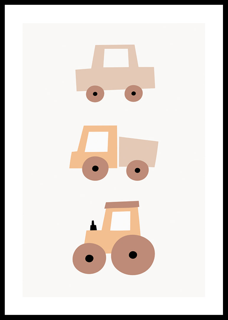 Illustrated toy vehicles in beige and brown shades-12