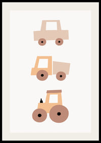 Vehículos de juguete ilustrados en tonos beige y marrón.-2