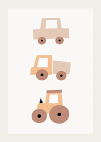 Illustrated toy vehicles in beige and brown shades-3