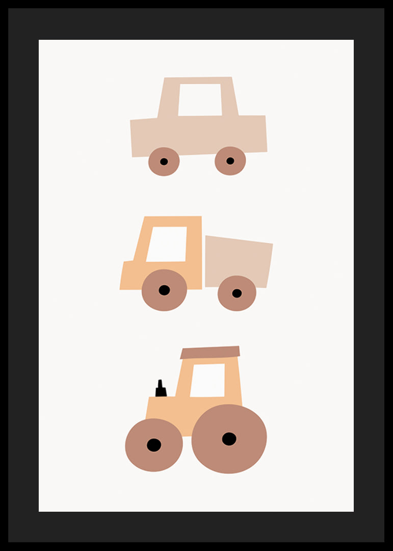Illustrated toy vehicles in beige and brown shades-12