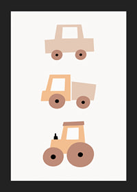 Illustrated toy vehicles in beige and brown shades-5