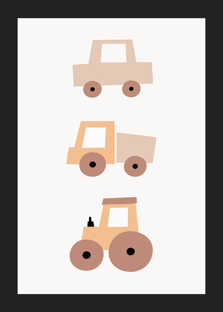 Illustrated toy vehicles in beige and brown shades-12