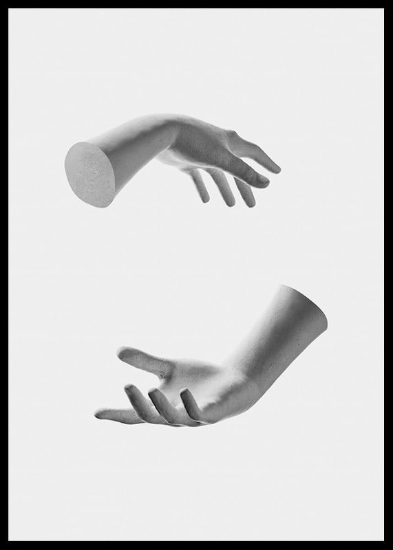 Black and white illustration of two floating hands on light background-12