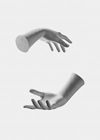 Black and white illustration of two floating hands on light background-7