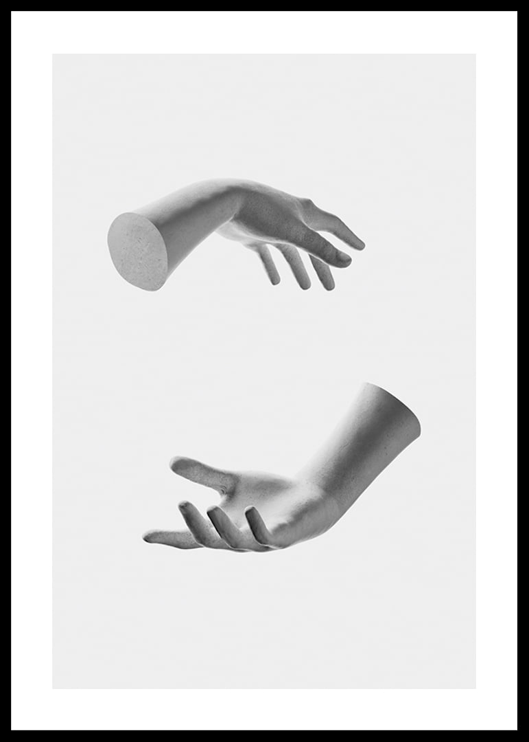 Black and white illustration of two floating hands on light background-12