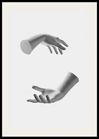 Black and white illustration of two floating hands on light background-2