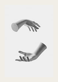 Black and white illustration of two floating hands on light background-3