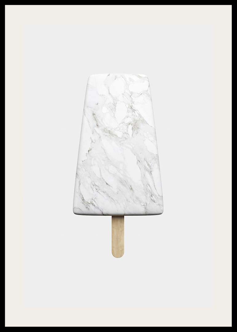 Illustration of ice cream stick with white marble patterned surface-12