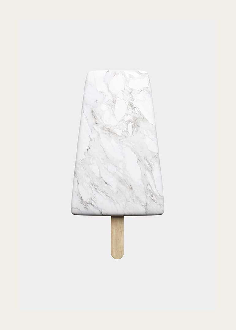Illustration of ice cream stick with white marble patterned surface-12