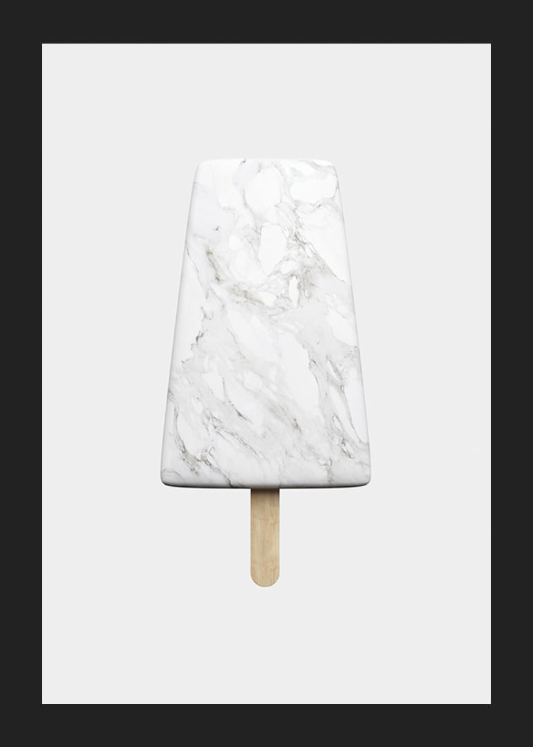 Illustration of ice cream stick with white marble patterned surface-12