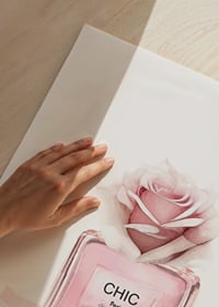Watercolor illustration of pink perfume bottle with rose-9
