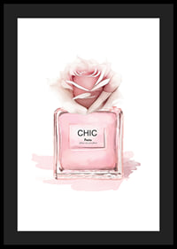 Watercolor illustration of pink perfume bottle with rose-4