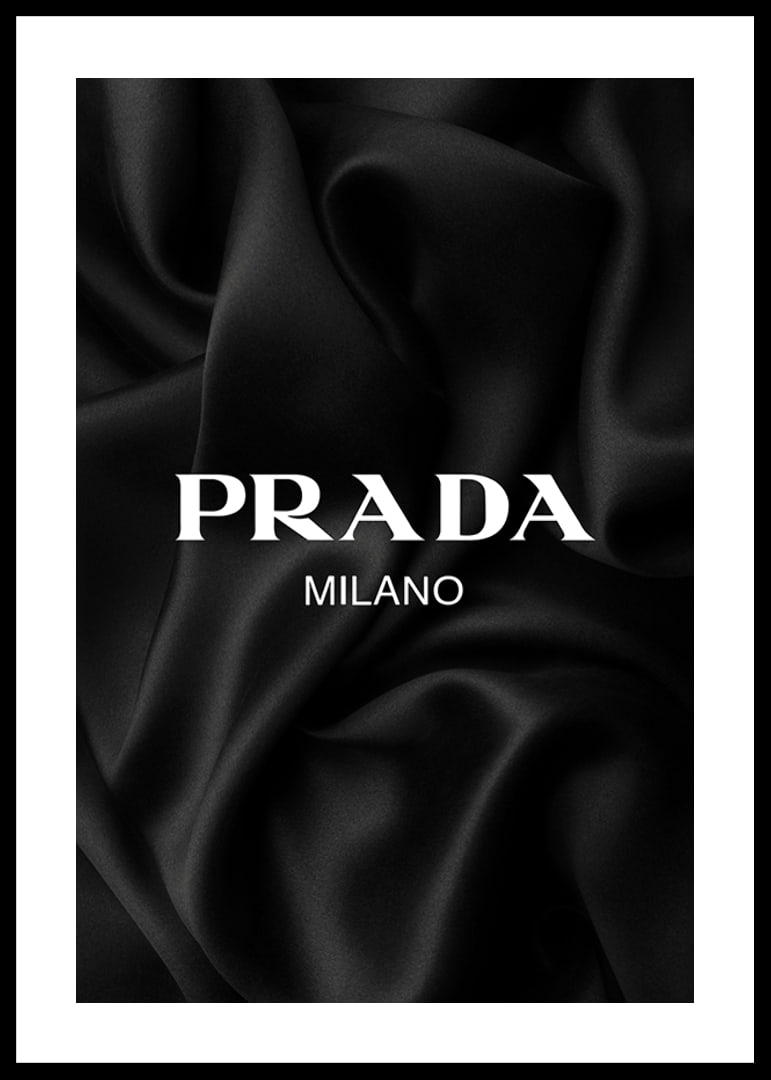 Black and white text with Prada Milano over pleated satin-12