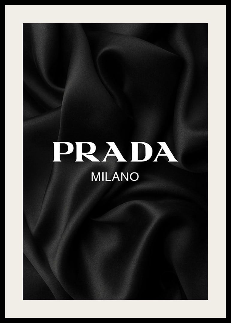 Black and white text with Prada Milano over pleated satin-12