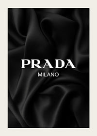 Black and white text with Prada Milano over pleated satin-5