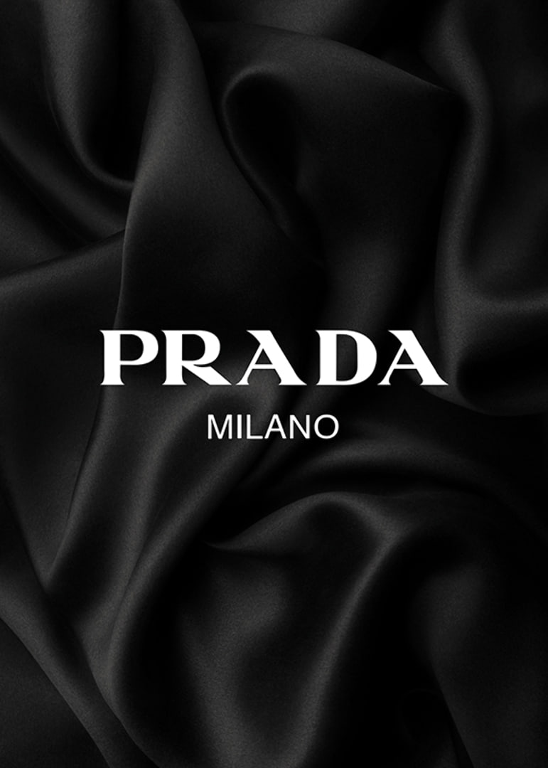 Black and white text with Prada Milano over pleated satin-12