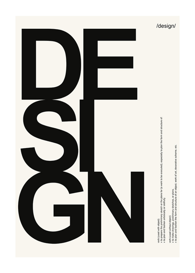 Graphic text with the word DESIGN in large black letters-12