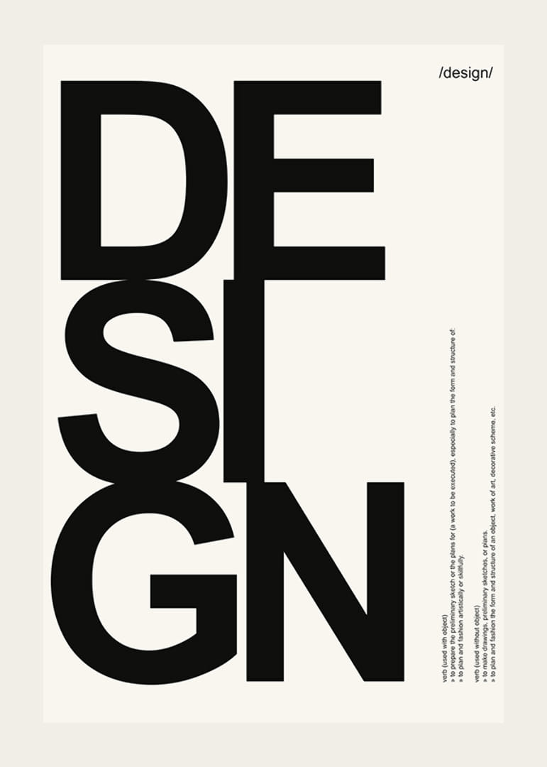 Grafický text so slovom DESIGN veľkými čiernymi písmenami-12