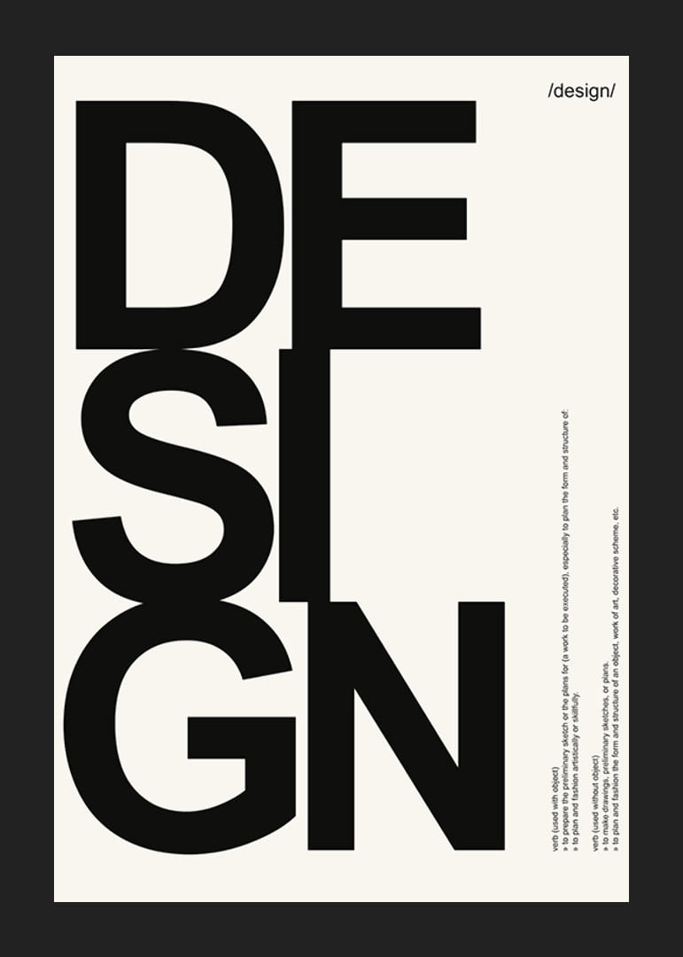 Grafický text so slovom DESIGN veľkými čiernymi písmenami-12