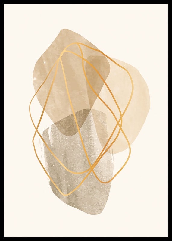 Abstract shapes in beige and brown with thin lines-12