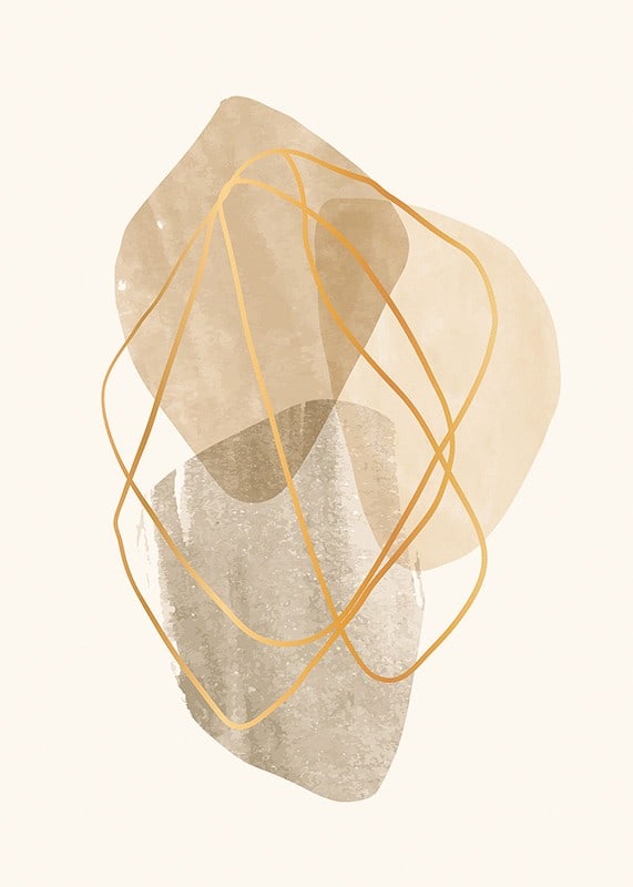 Abstract shapes in beige and brown with thin lines-12