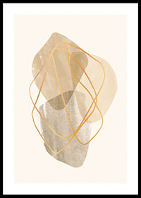 Abstract shapes in beige and brown with thin lines-0