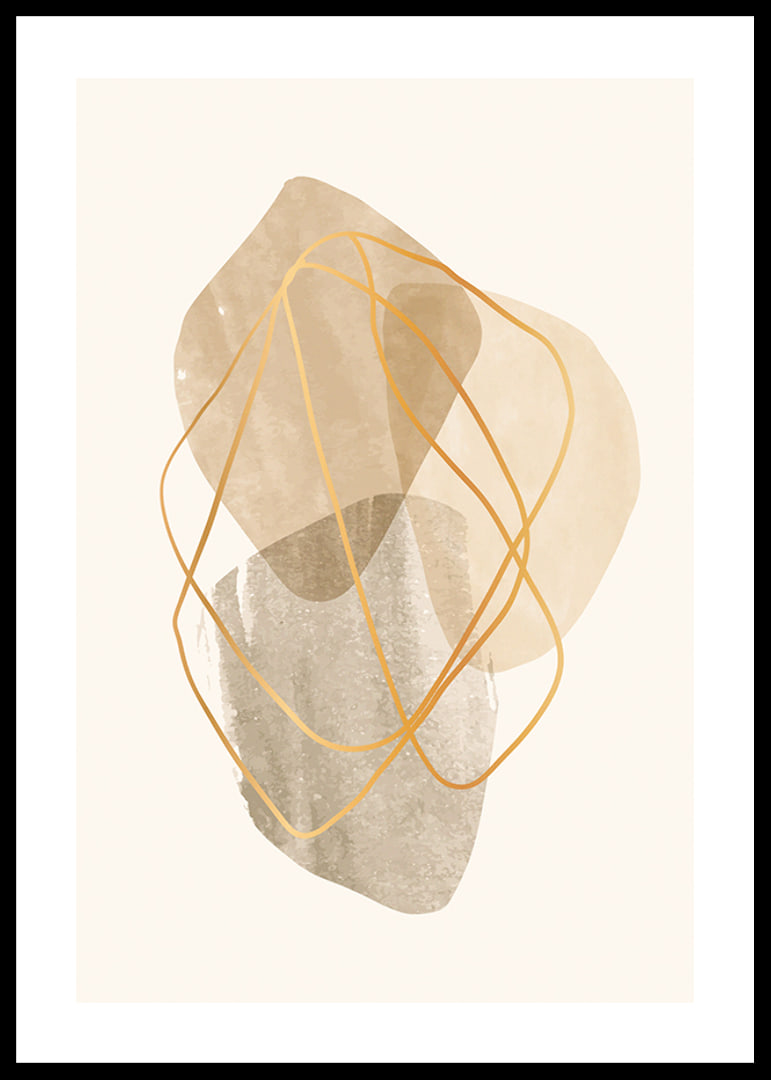 Abstract shapes in beige and brown with thin lines-12