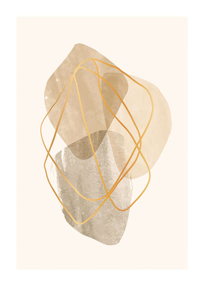 Abstract shapes in beige and brown with thin lines-12