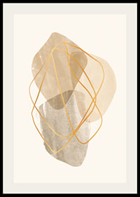 Abstract shapes in beige and brown with thin lines-2