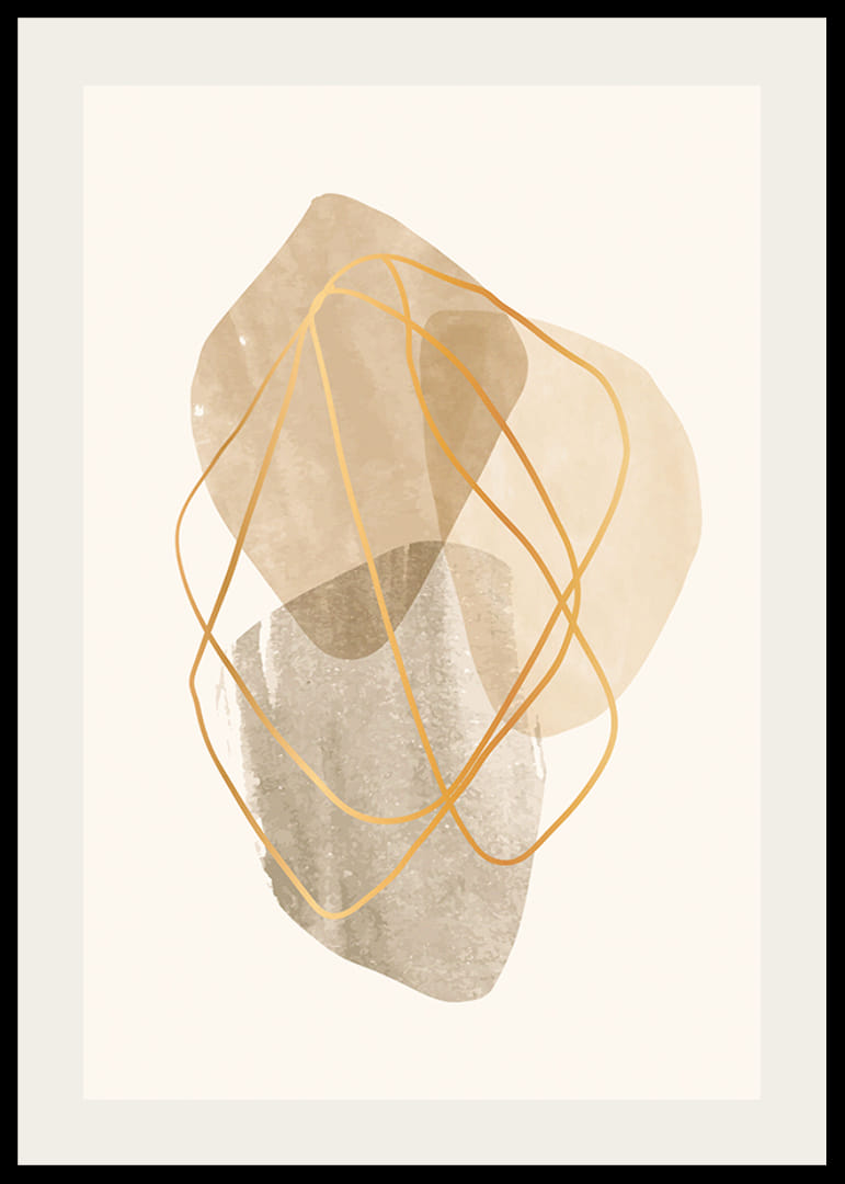 Abstrakta former i beige och brunt med tunna linjer-12