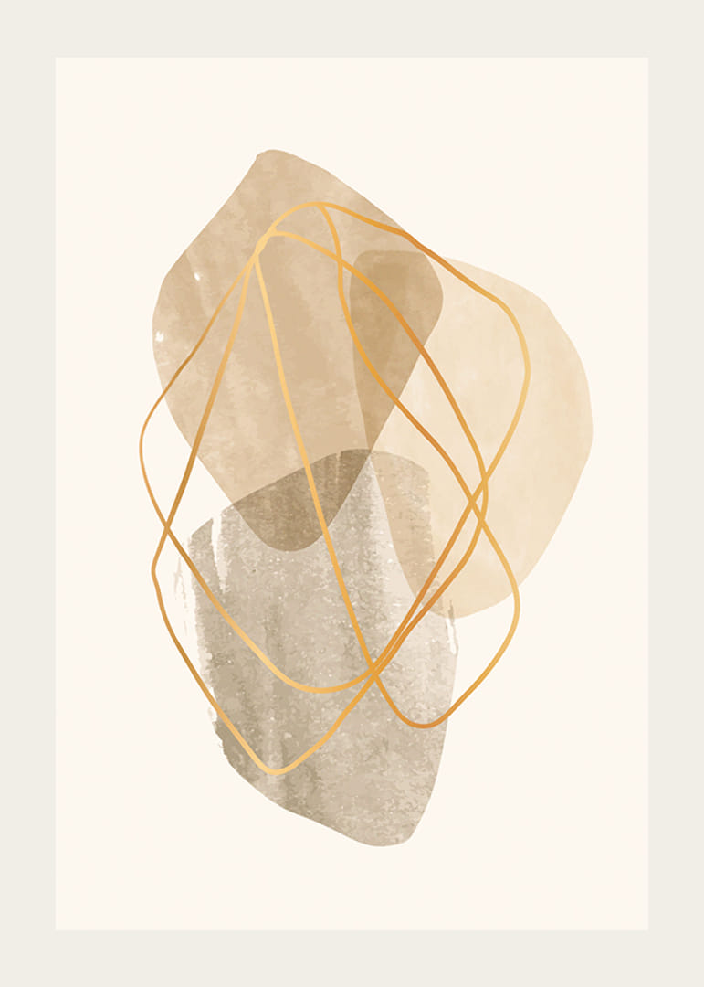 Abstrakta former i beige och brunt med tunna linjer-12