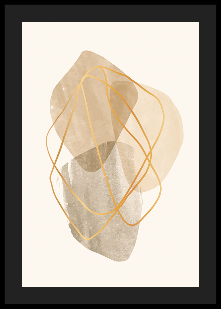 Abstract shapes in beige and brown with thin lines-12