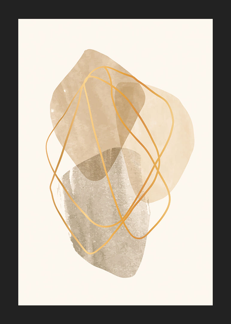 Abstrakta former i beige och brunt med tunna linjer-12