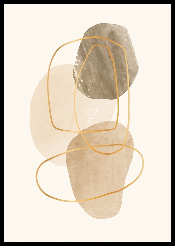 Abstract shapes in beige and brown with thin lines-12
