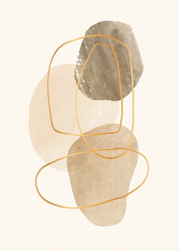 Abstract shapes in beige and brown with thin lines-12