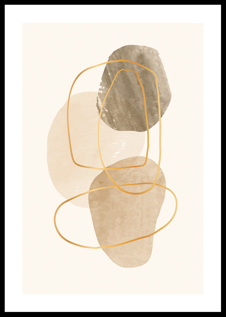 Abstract shapes in beige and brown with thin lines-12