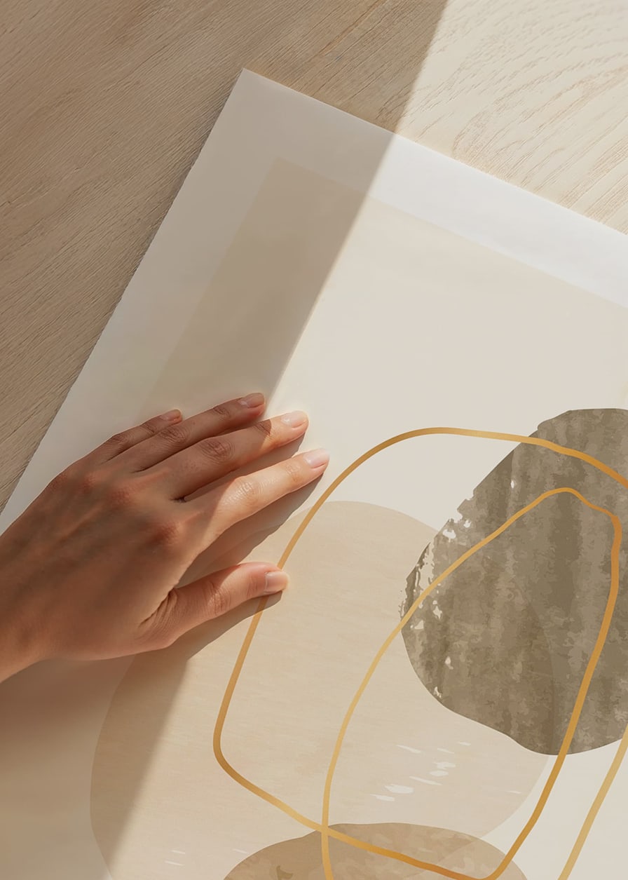 Abstract shapes in beige and brown with thin lines-12