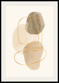 Abstrakta former i beige och brunt med tunna linjer-2