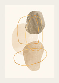 Abstract shapes in beige and brown with thin lines-3