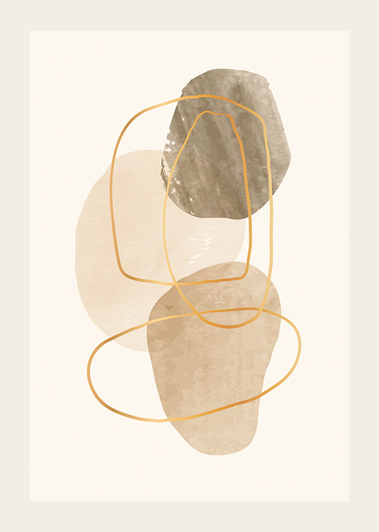 Abstrakta former i beige och brunt med tunna linjer-12