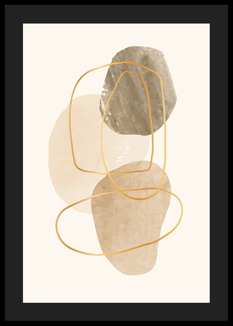 Abstrakta former i beige och brunt med tunna linjer-12