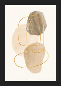 Abstract shapes in beige and brown with thin lines-5