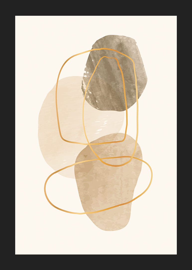 Abstrakta former i beige och brunt med tunna linjer-12