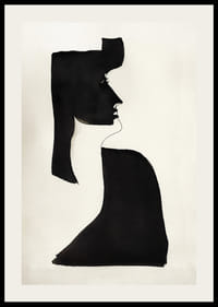 Abstract silhouette of face in black on beige background-2