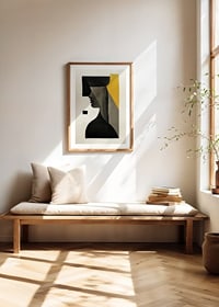 Abstract profile of face in black, gray and yellow-8