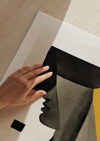 Abstract profile of face in black, gray and yellow-9